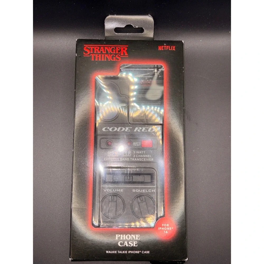 Stranger Things iPhone 16 Case Netflix Code Red Walkie Talkie Retro Black New